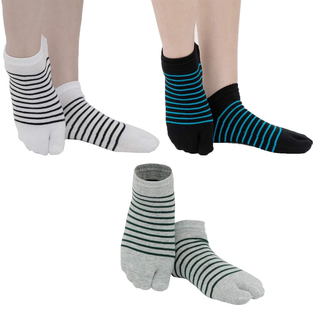 Unisex Flip Flop Socks Tabi Split Toe Geta Wicking Cotton/Sandal Socks, 3 Pairs Pack