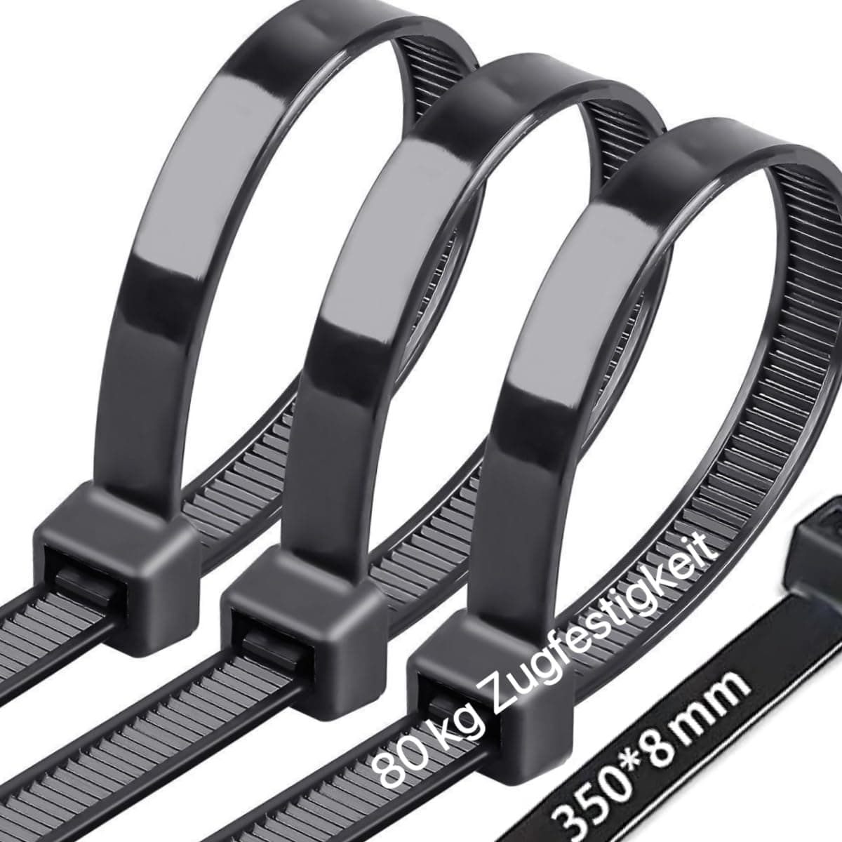 100PCS Thick Long Cable Ties | Heavy Duty Tie Wraps | Premium Zip Ties | Nylon Cable Zip Ties | Black, 350mm X 8mm