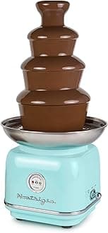 4 Tier Electric Chocolate Fondue Fountain Machine for Parties - Melts Cheese, Queso, Candy, and Liqueur - Dip Strawberries, Apple Wedges, Vegetables, and More - 32-Ounce - Aqua