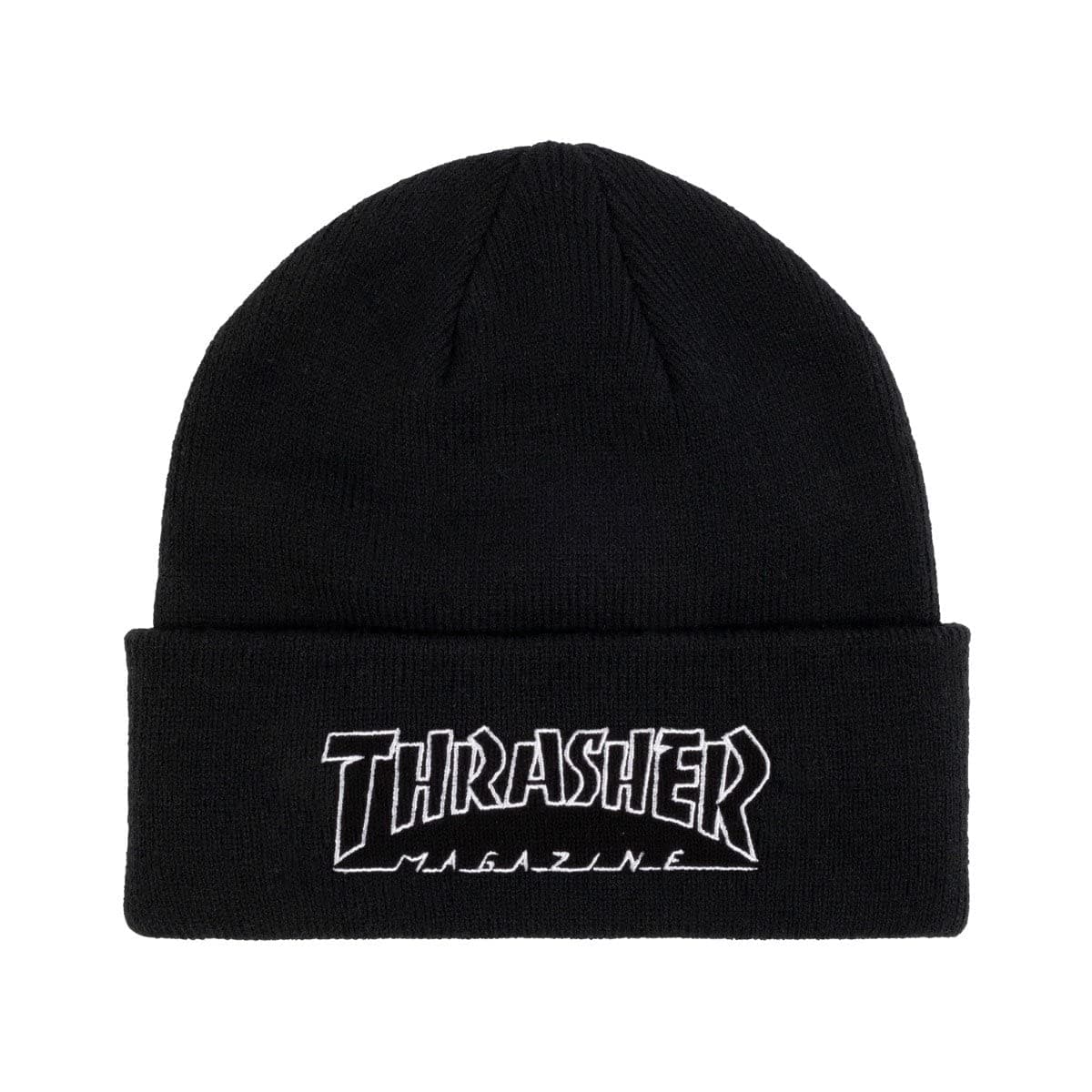 ThrasherMen's Outlined Logo Black Beanie Hat