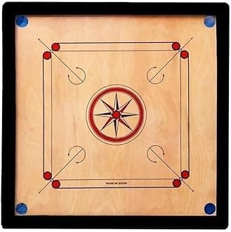 Kumar Traders Wooden Round Pocket Carrom Board ( Large ) with Coins, Striker and Carrom Powder (32 x 32 Inches)