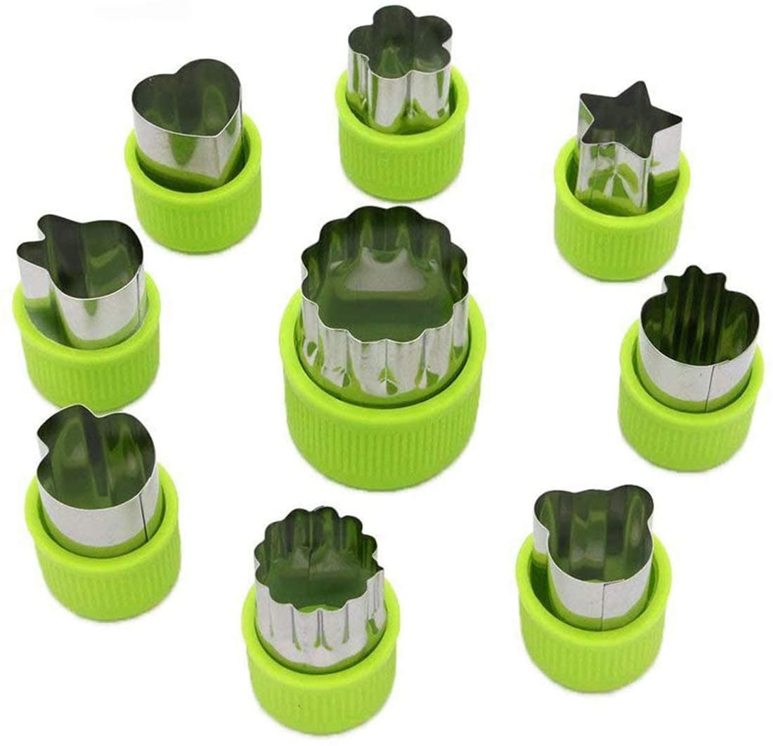 Vegetable Cutter Shapes Set (9 Piece) - Mini Cookie Cutters, Vegetable Shape Cutters for Kids, Bento Lunch Box Accessories