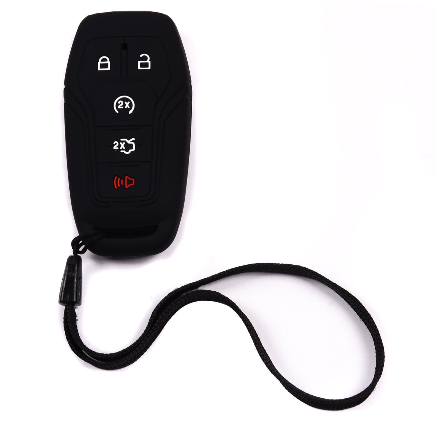 5 Buttons Key FOB Silicone Cover Case Protector Key Remote Cover Holder Compatible with Ford Mustang MKC F-150 (Intelligent Access Version) Lincoln Fusion MKZ (Black)