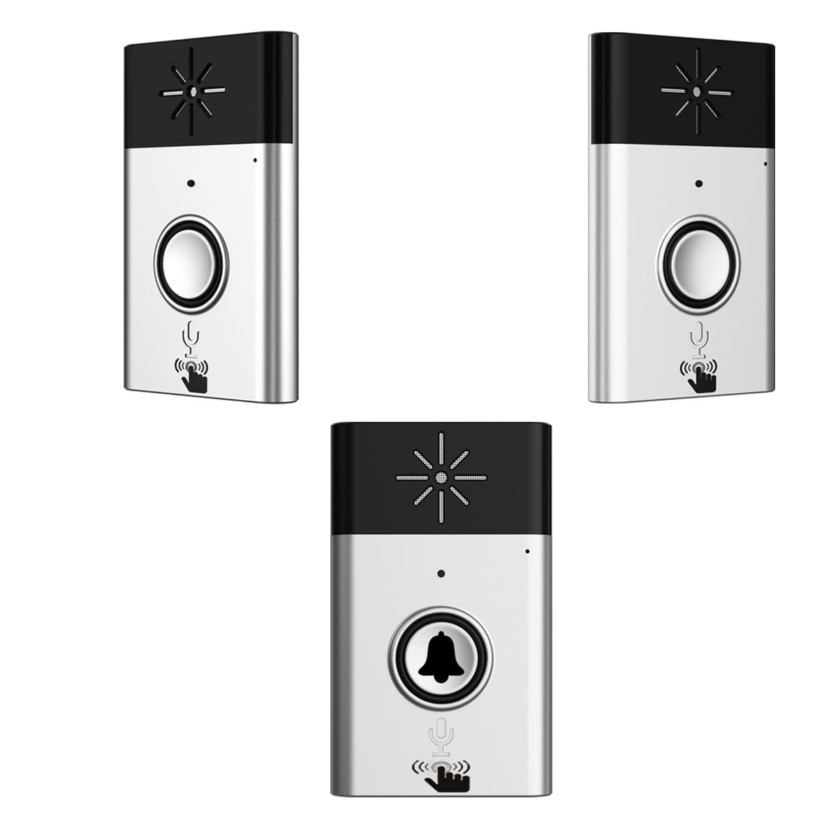Napok Wireless Doorbell and Wireless Intercom Doorbell Support Two-Way Voice Intercom Operating at Over 600 feet Include 2 Receiver and 1 Push Button for Home and Offfice Silver