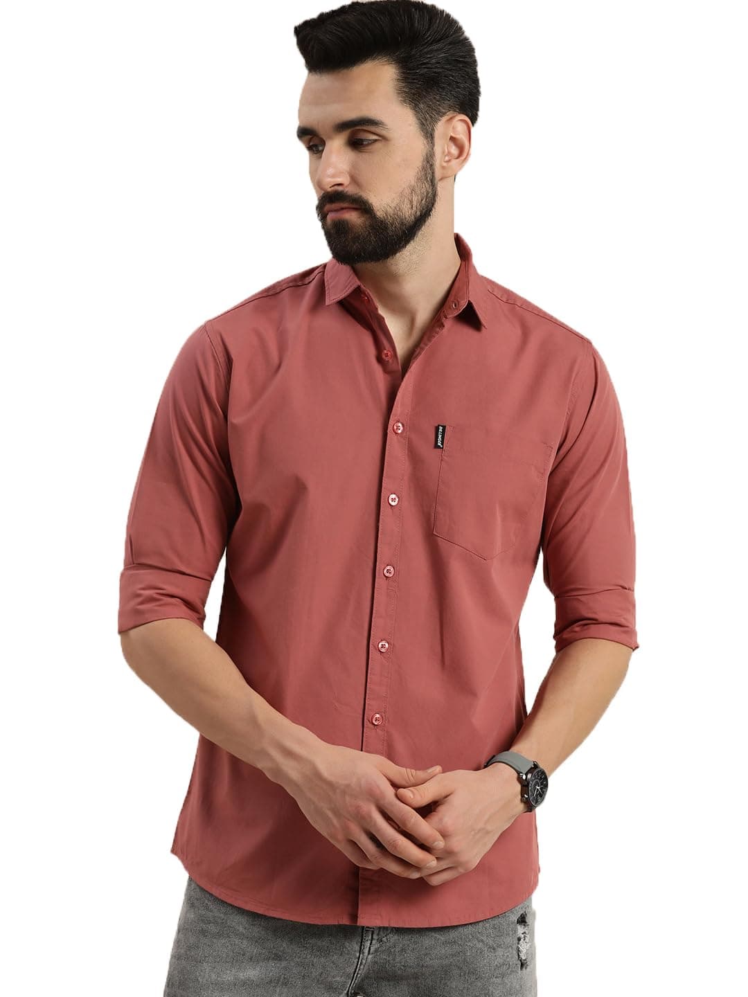 Men's Black Solid Shirt