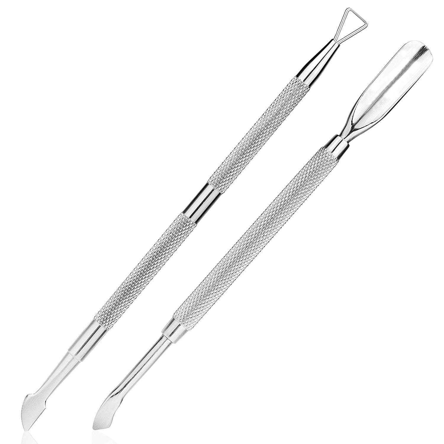 2PCS Cuticle Pusher and Cutter Set, Triangle Cuticle Nail Pusher Peeler Scraper, Professional Grade Stainless Steel Cuticle Remover, Durable Pedicure Manicure Tools for Fingernails Toenails