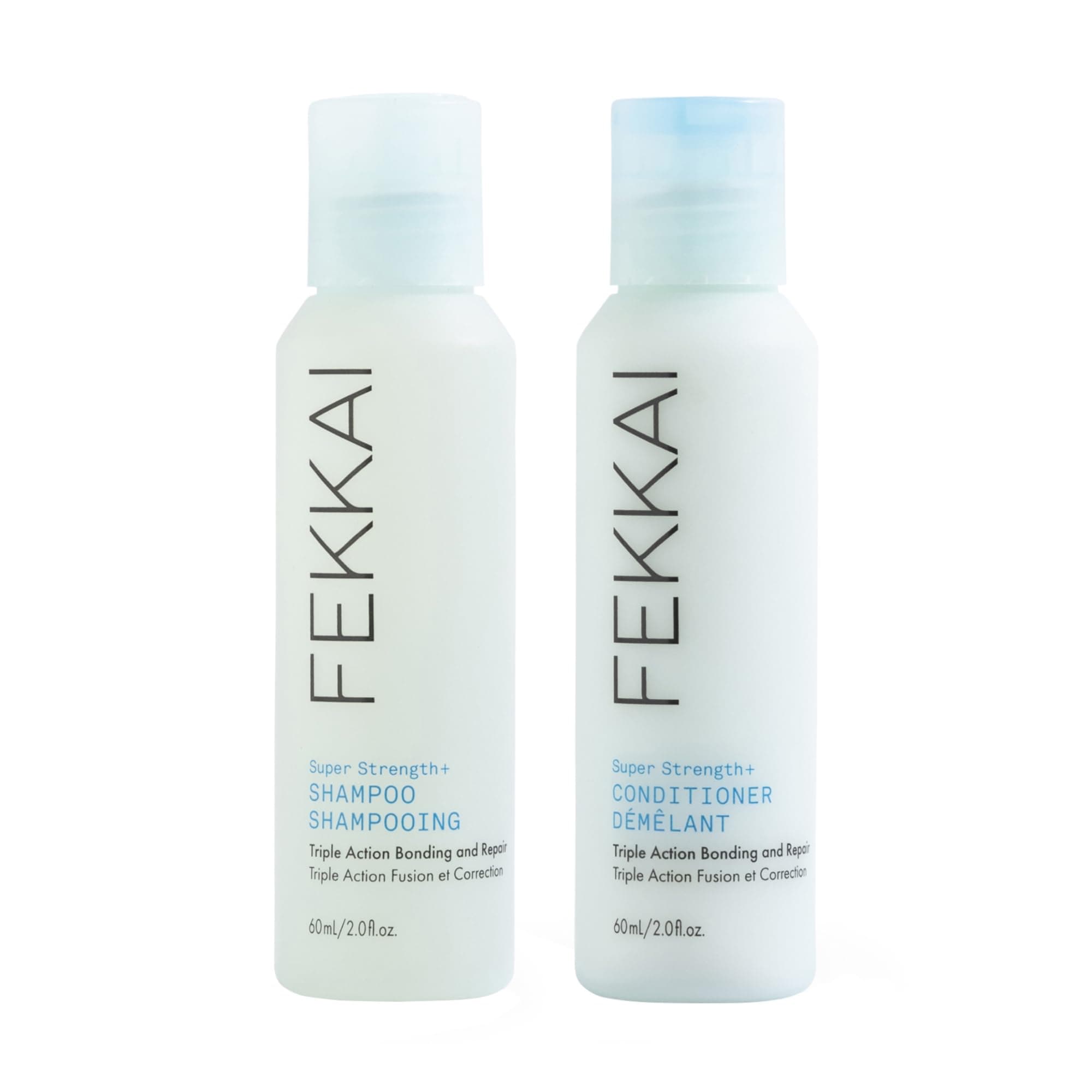 FEKKAI Super Strength+ Protein PowerBond Shampoo (2 oz) + Conditioner (2 oz) - Bonds, Repairs, and Protects for 3X Stronger Hair - Free of Sulfates, Parabens, Phthalates - Vegan, Cruelty-Free