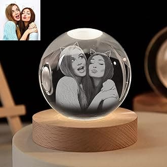 Personalized Custom Photo Engraved Inside the Crystal Ball with Your Own Picture, Crystal Lamp with LED Light Base (Birthday, Wedding Gift, Memorial, Mother's Day, Valentine's, Christmas)