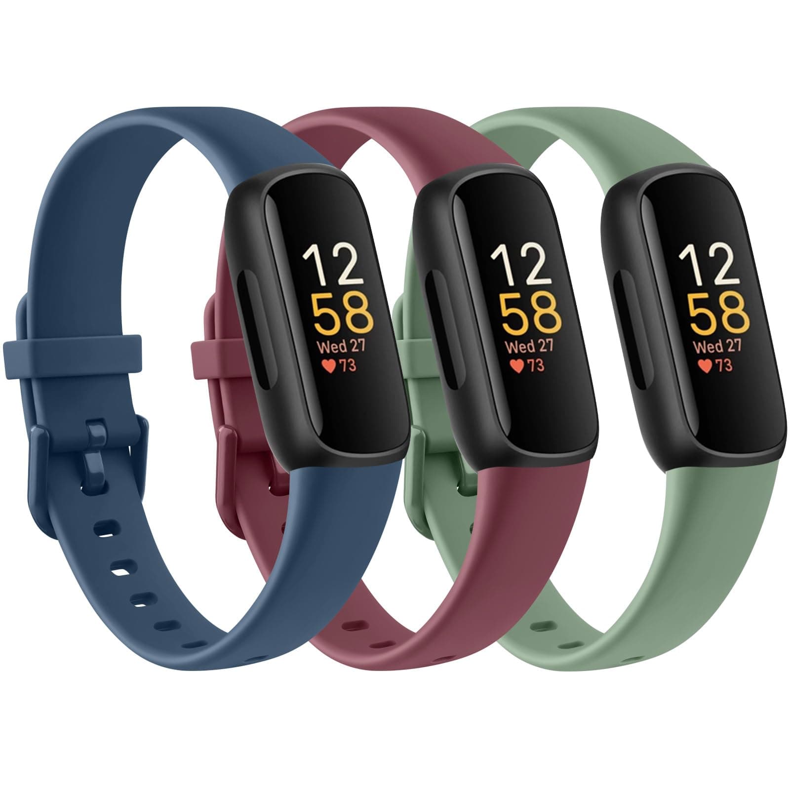 [3 Pack] Straps compatible for Fitbit Inspire 3 Strap for Women Men, Soft Silicone Replacement Strap Wristband Watchband Accessories