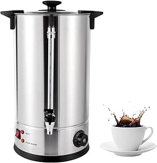 15L Coffee Urn Machine, Office Commercial Hot Water Boiler Dispenser Thermostable Stainless Steel Tea Urn Electric Catering Hot Water Boiler Large Coffee Maker for Tea, Coffee