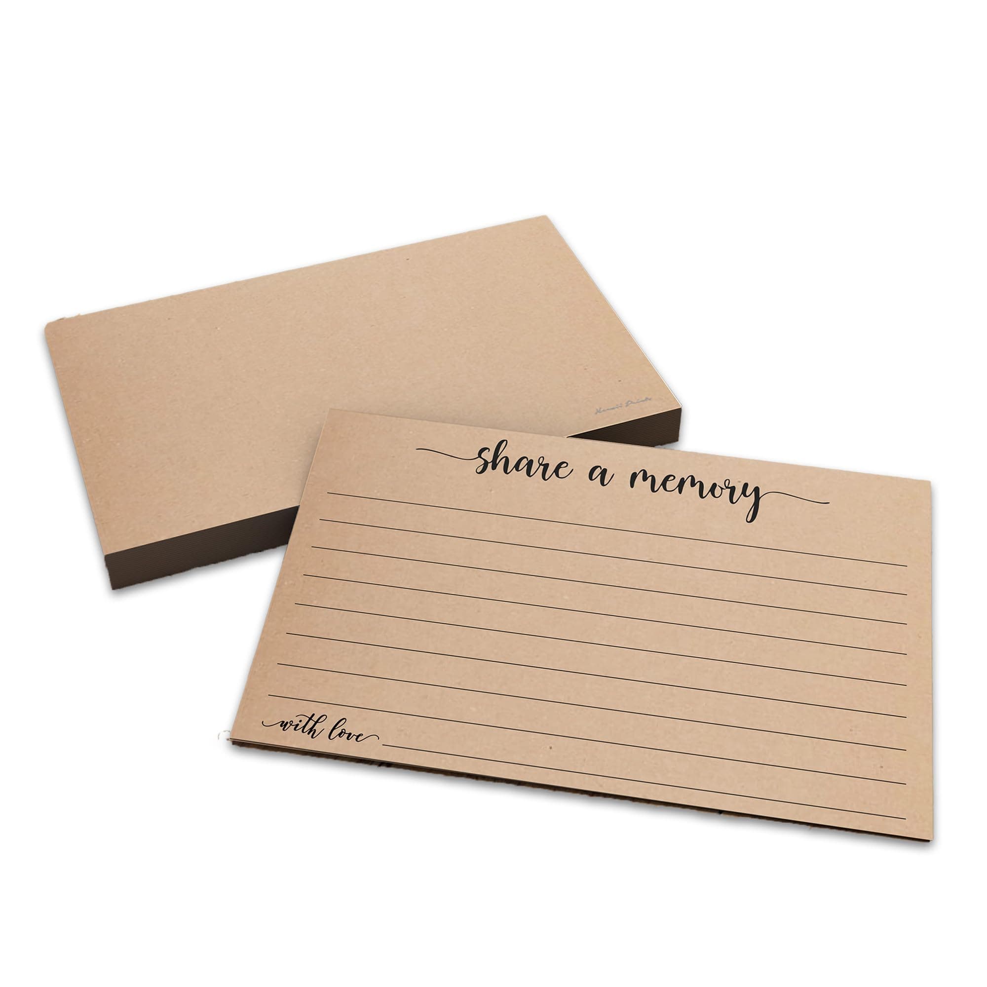 Herzii Prints Kraft Share a Memory Card - Elegant Memory Cards for Celebration, Funeral, Wedding, Event - - Keepsake Memory Book, Celebration Of Life Decorations 4x6 Set of 50