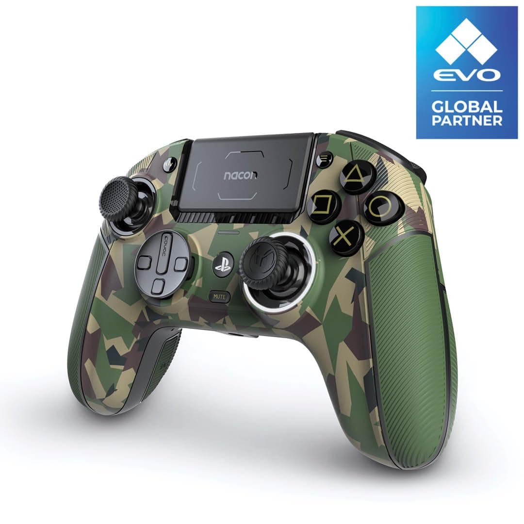 NACON Revolution 5 Pro Officially Licensed PlayStation Wireless Gaming Controller for PS5 / PS4 / PC - Hall Effect, Trigger Stops, Mappable Buttons, Bluetooth Audio - Field Camo