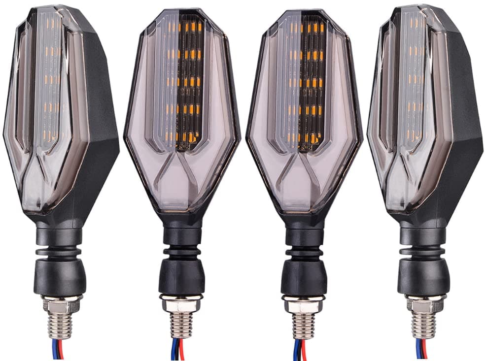 DC Power U SHAPE Style Blinker Bright AMBER And BLUE LED Indicators Universal For All Bikes, Motorcycles Turn Signal Lights (Pack of 4)