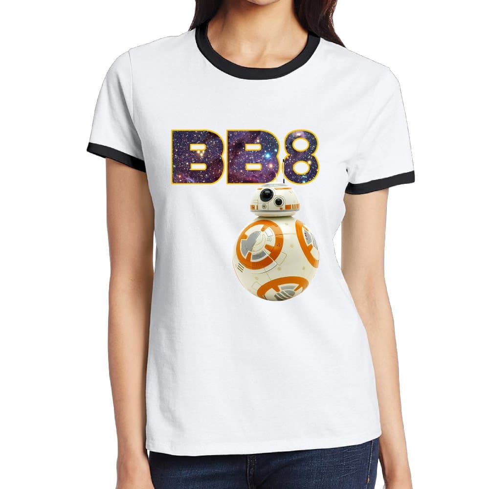 De Lin 5 Back To School Star Wars BB8 Robot Women Tshirts Black