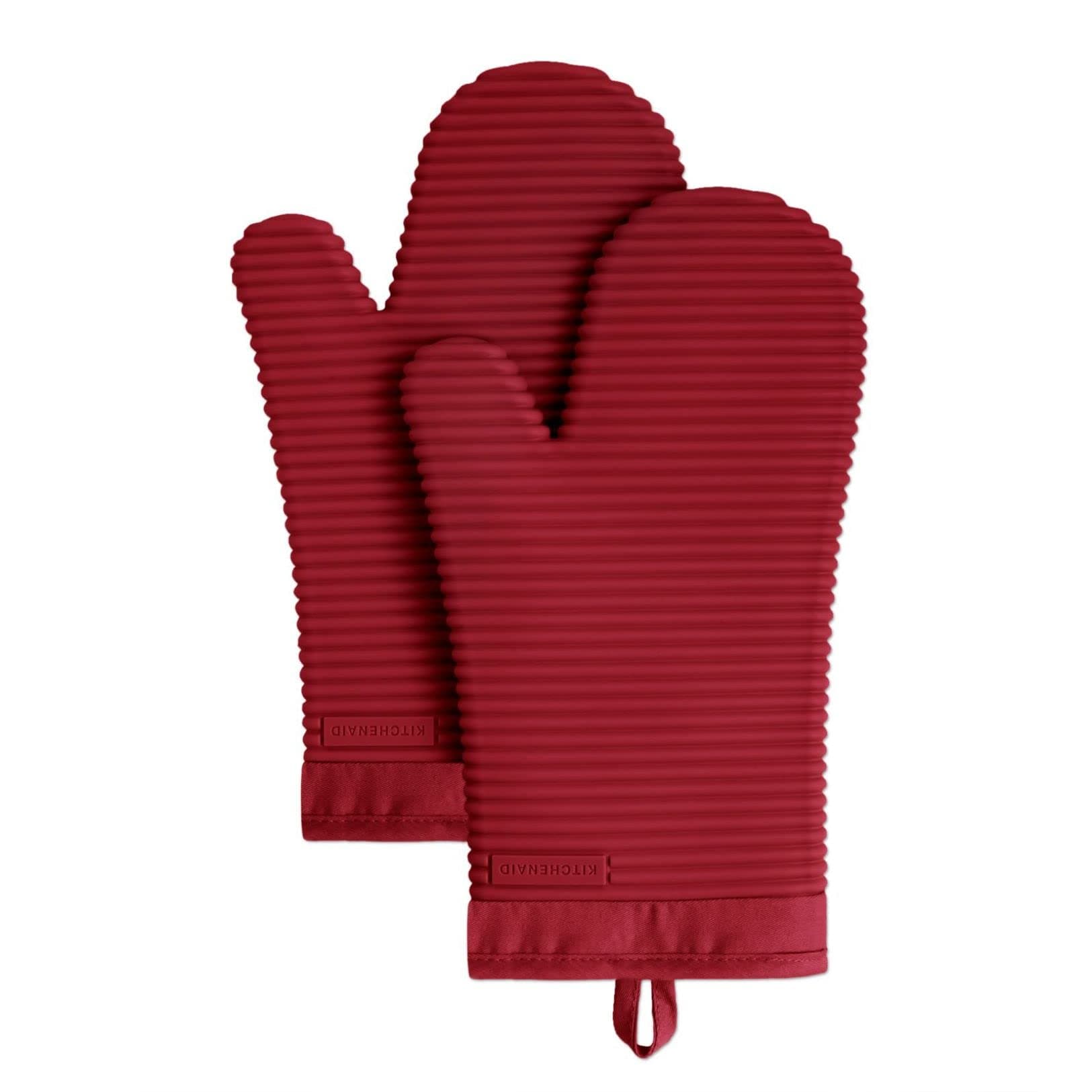 KITCHENAID Ribbed Soft Silicone Oven Mitt 2-Pack Set, 7.5"x13", Smoked Paprika