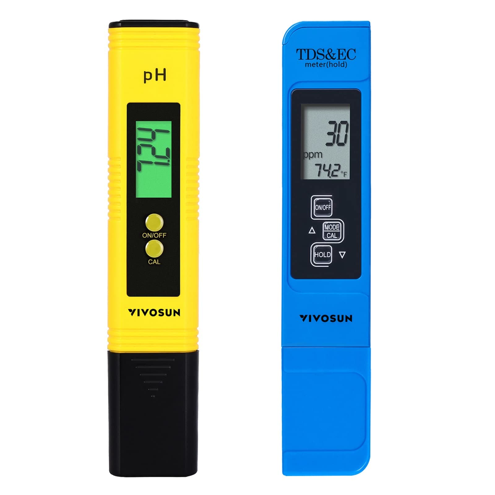 VIVOSUN pH and TDS Meter Combo, 0.01ph High Accuracy Pen Type pH Meter ± 2% Readout Accuracy 3-in-1 TDS EC Temperature Meter for Hydroponics, Household Drinking, and Aquarium, UL Certified