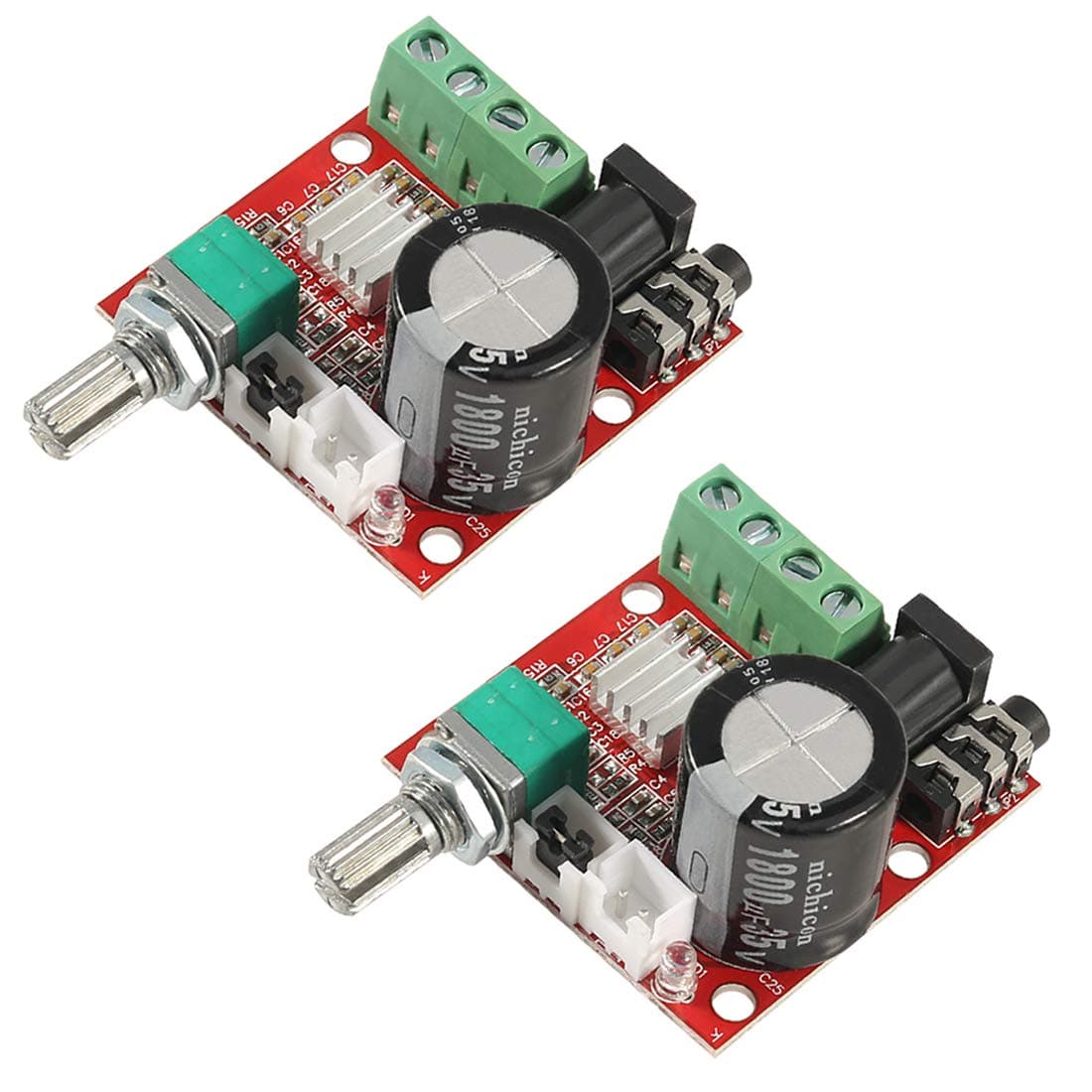 Hailege 2pcs PAM8610 Mini Stereo AMP Audio Amplify Board Digital Portable Ampli Module 10W+10W Dual Channel Amplifier Class-D 12V DC
