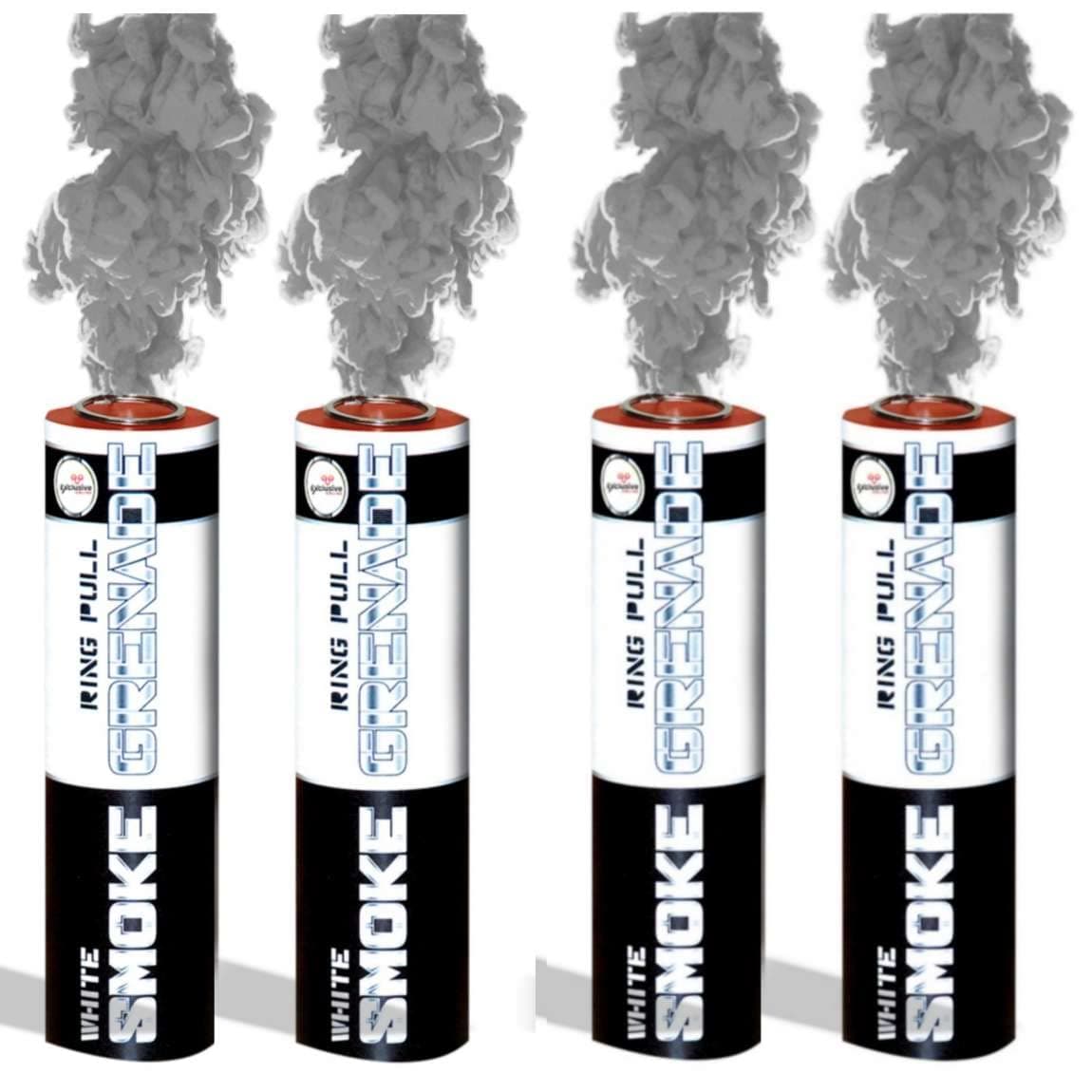 Pack of 4 Ring Pull Smoke Grenades Ideal for Paintball Weddings Photoshoots & Special Effects (White)