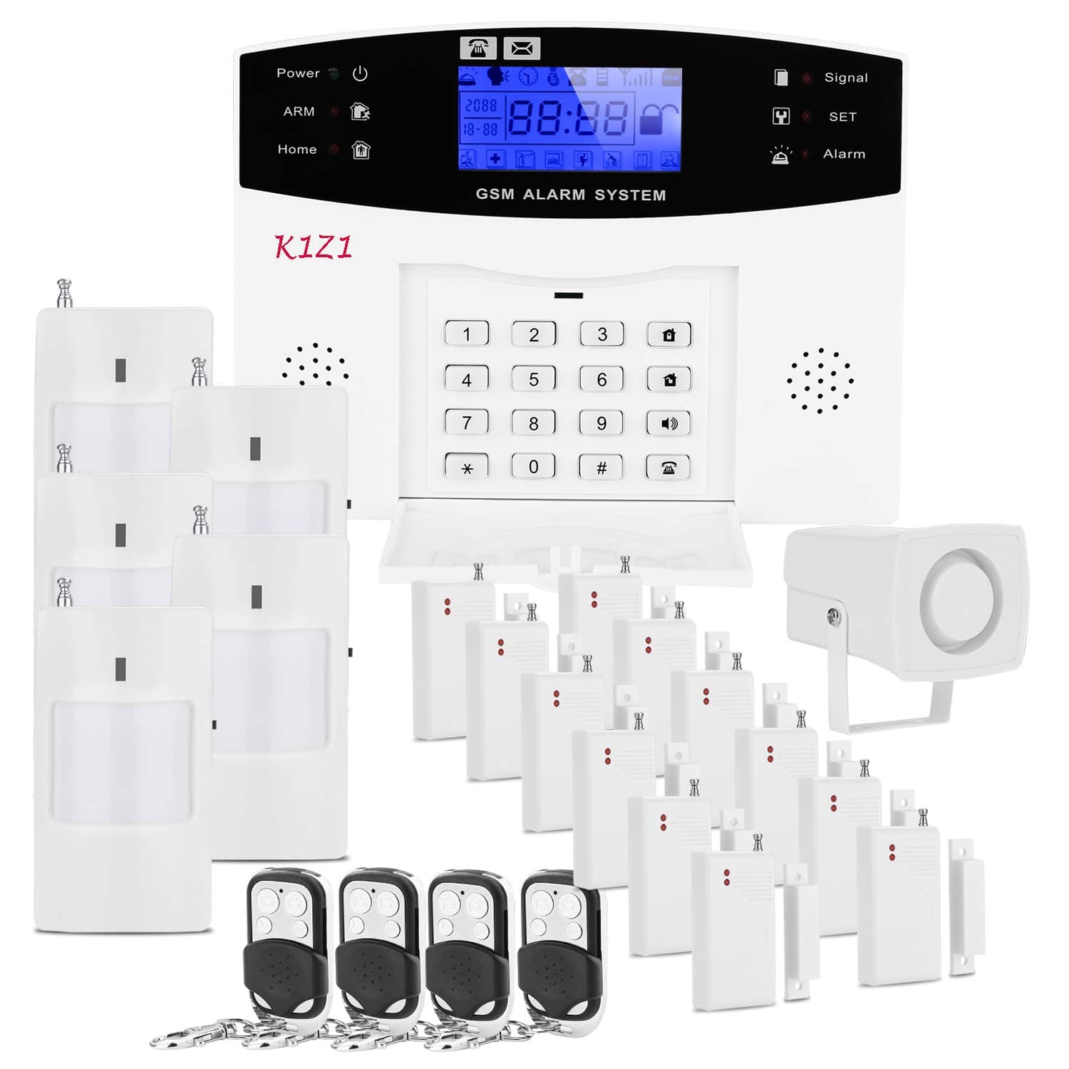 K1Z1 Wireless Home Office Security System Remote Control Voice Prompt House Business GSM Wireless Burglar Alarm Auto Dial