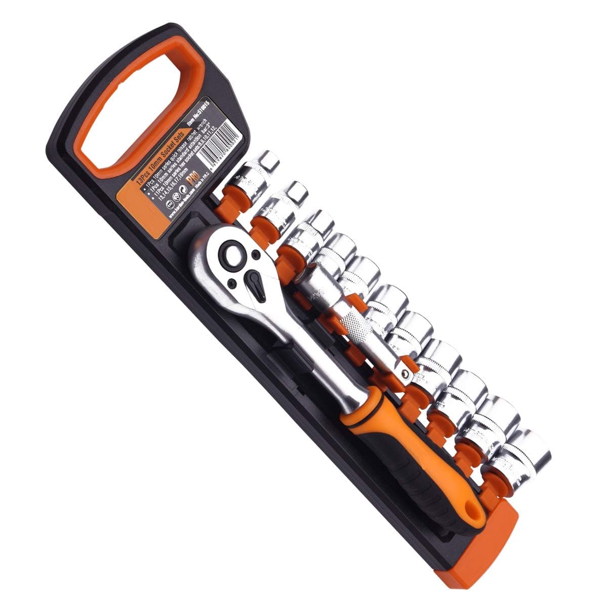 Edward Tools Pro Socket Wrench Set Metric - Heavy Duty Chrome Steel - Ergo Quick Release Ratchet Wrench Drive Handle - Extension Bar (3/8")