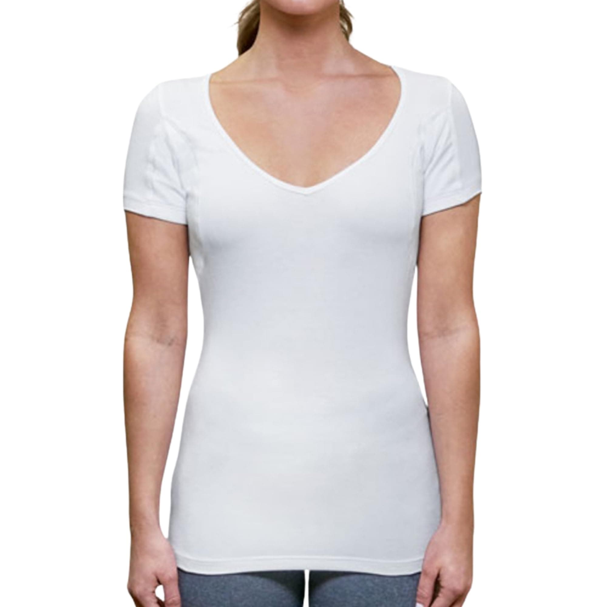Women's Sweatproof Undershirt - Deep V Neck - Slim Fit - with Sweat Pads