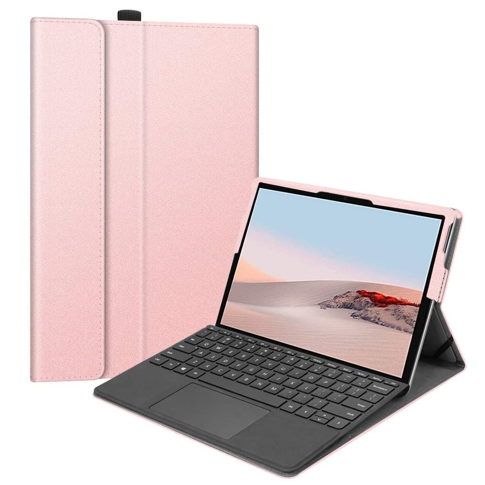 Case for Microsoft Surface Go 4/3/2/1 (2023/2021/2020/2018) - Multiple Angle Viewing Portfolio Business Cover, Compatible with Type Cover Keyboard, Rose Gold