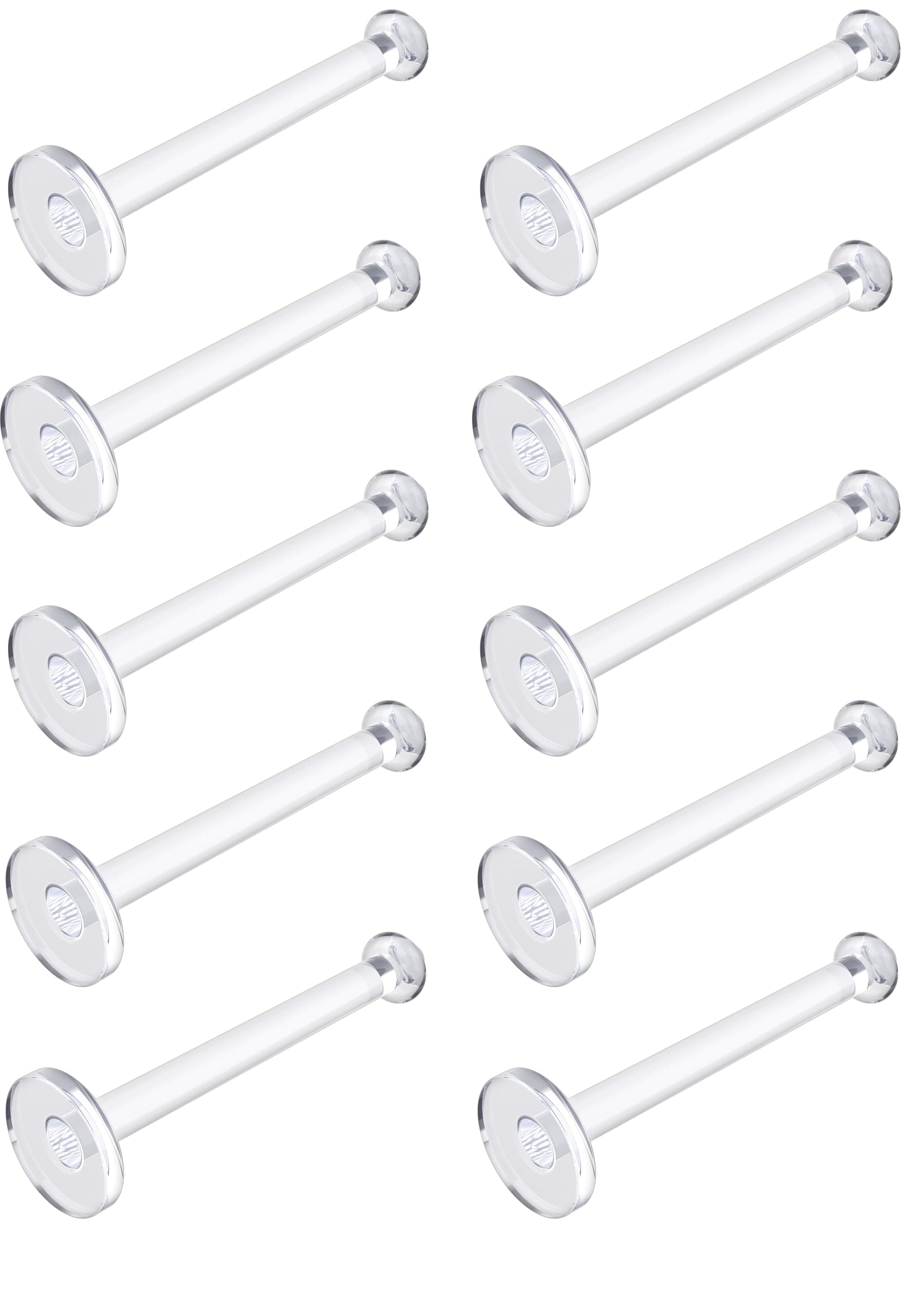 Flat Clear Tongue Ring For Work, Surgery - 14g Hypoallergenic Flat Tongue Rings For Women - 16mm (5/8) Flexible Straight Barbell Bioflex Plastic Tongue Rings Piercing Retainer Jewelry Spacers (10pcs)