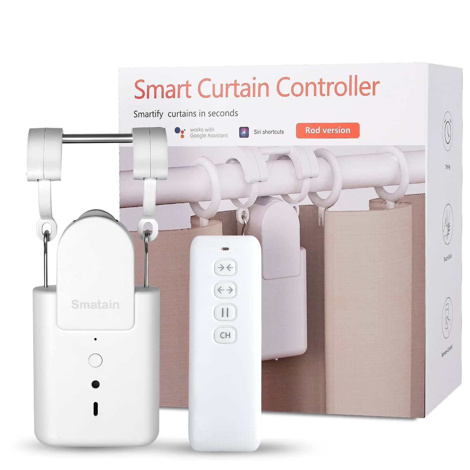 Automatic Curtain Opener Robot - Smart Curtains Home Device with Remote Control, Timer Switch, Voice Control, Manual Control 1 Pack - Remote Control Version