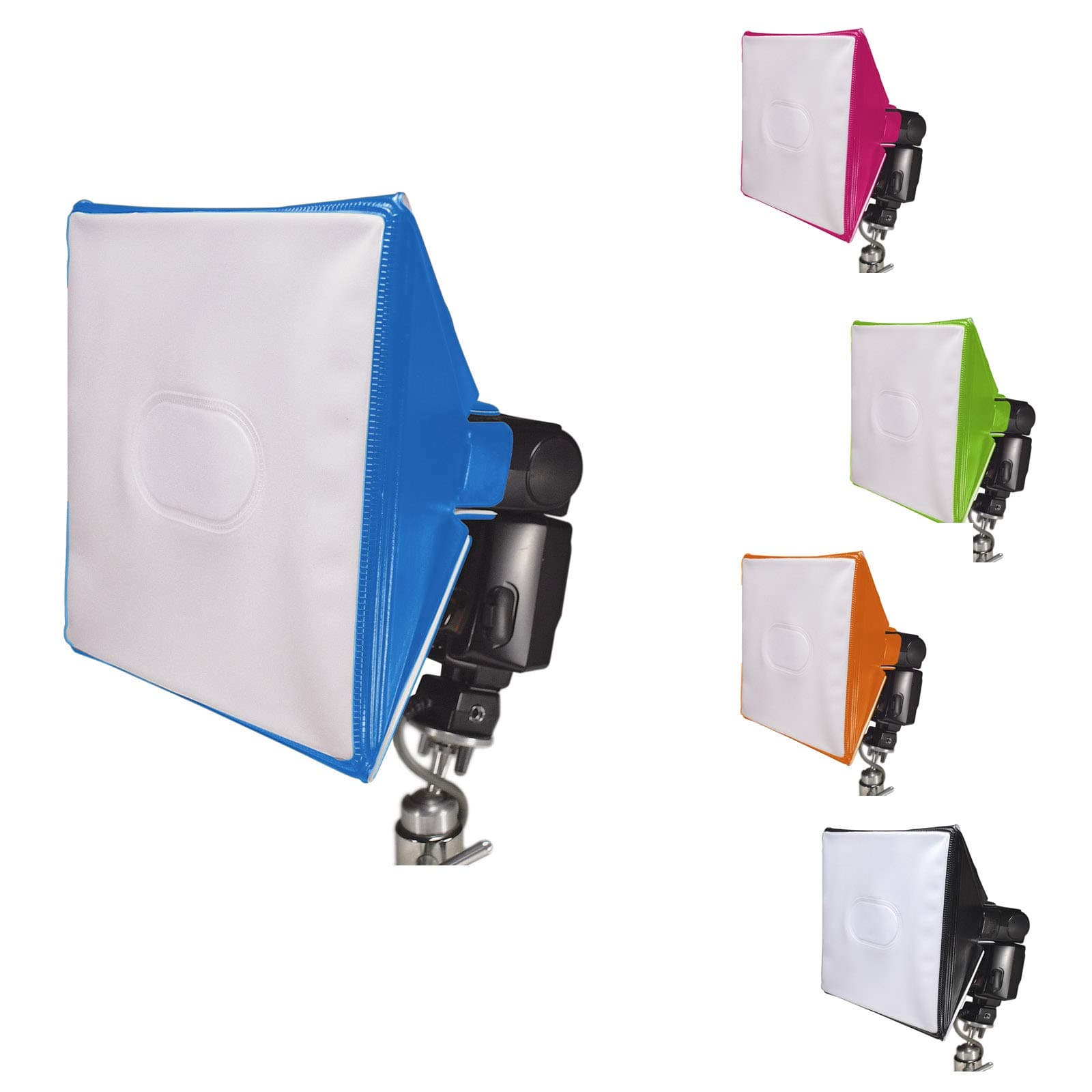 LumiQuestSoftBox III LQ-119S, Flash Diffuser & Light Softener, Universal Classic Design for External Camera Flashes with UltraStrap, Neon Blue