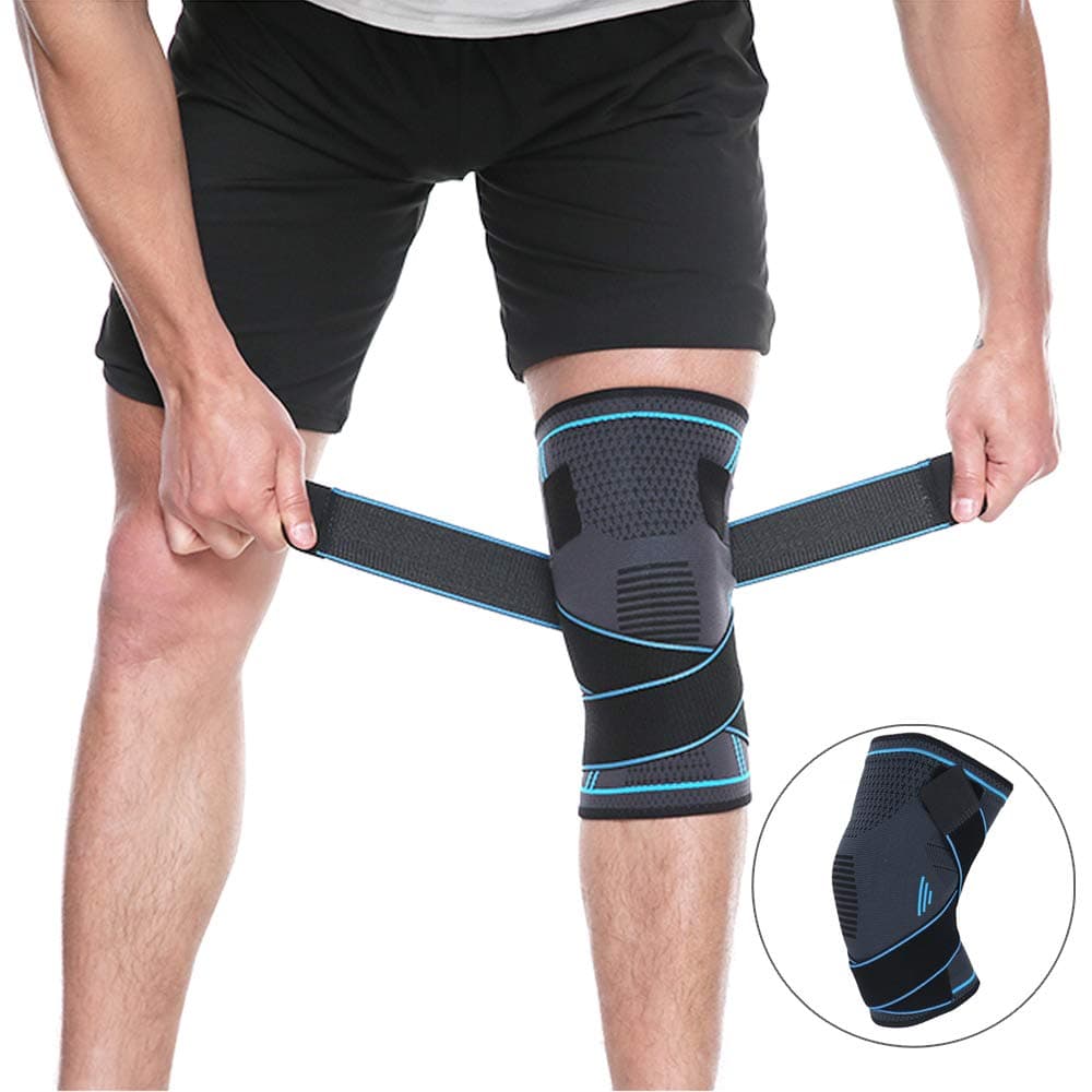 DocBear Knee Brace Compression Knee Sleeve with Strap for Running, Hiking, Soccer,Basketball,Meniscus Tear,Arthritis,Best Knee Support for Men Women (Large 18"-20")
