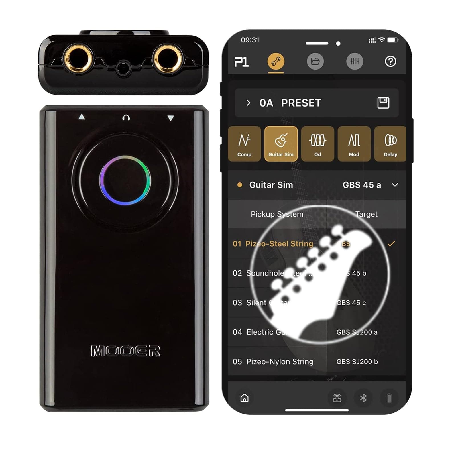 MOOER Prime P1 Guitar Multi-Effects Processor, Bass Guitar Pedals with Tuner, Amp, Metronome for Practice and Performance