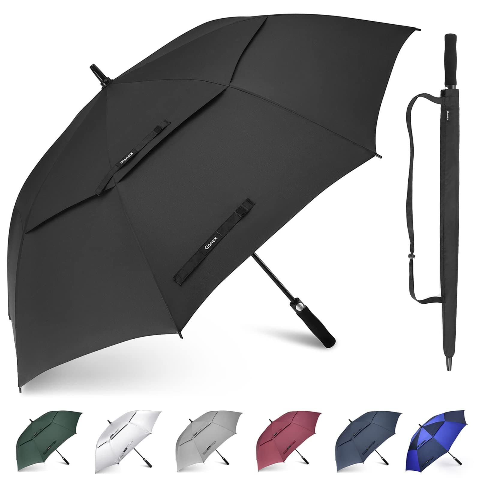 54/62/68/72/80 Inch Extra Large Golf Umbrella, Automatic Open Travel Rain Umbrella with Windproof Water Resistant Double Canopy, Oversize Vented Umbrellas for 2-3 Men and UV Protection, Multiple Colors
