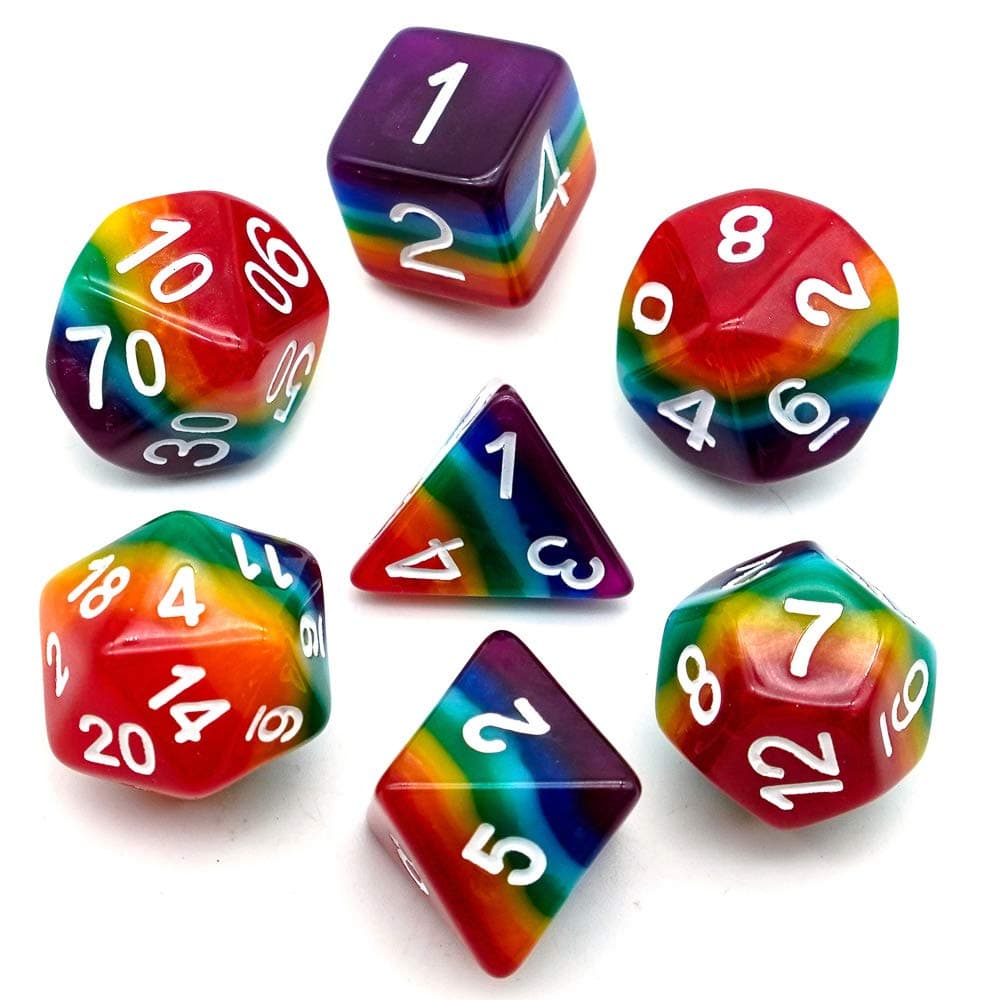 cusdie Rainbow Dice Polyhedral DND Dice Sets for Dungeons and Dragons Role Playing Game