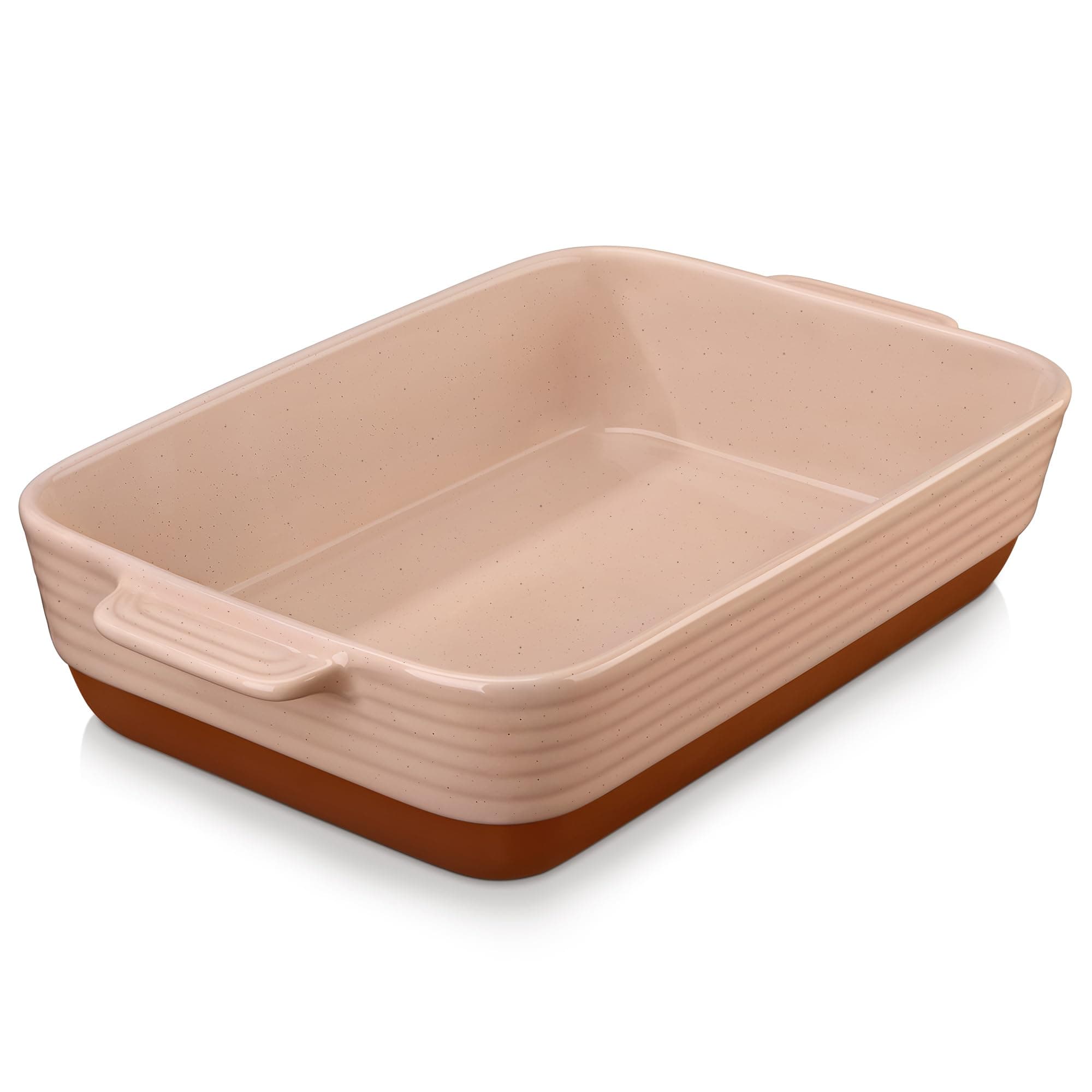 4.5L Ceramic Oven Dish with Handles, 9 x 13 Inches Pink Baking Dish Casserole Dishes, Deep Rectangular Lasagne Dishes Bakeware for Roasting, Series TARA