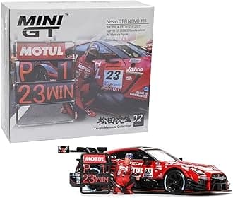 Diecast Model Car Compatible with Mini GT 1:64 Nissan GT-R NISMO #23 "MOTUL AUTECH GT-R 2021" Super GT Series Suzuka Winner W/Matsuda Figure Limited Edition MGT00875