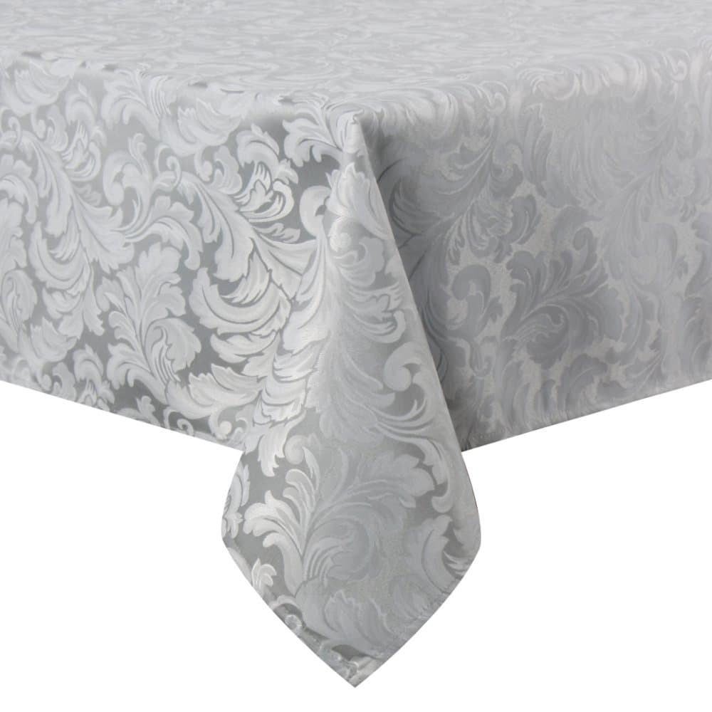 ColorBird Scroll Damask Jacquard Tablecloth Polyester Fabric Water Resistant Spillproof Table Cover for Kitchen Dinning Wedding Banquet Party Tabletop Use (Rectangle/Oblong, 60 x 84 Inch, Silver Gray)
