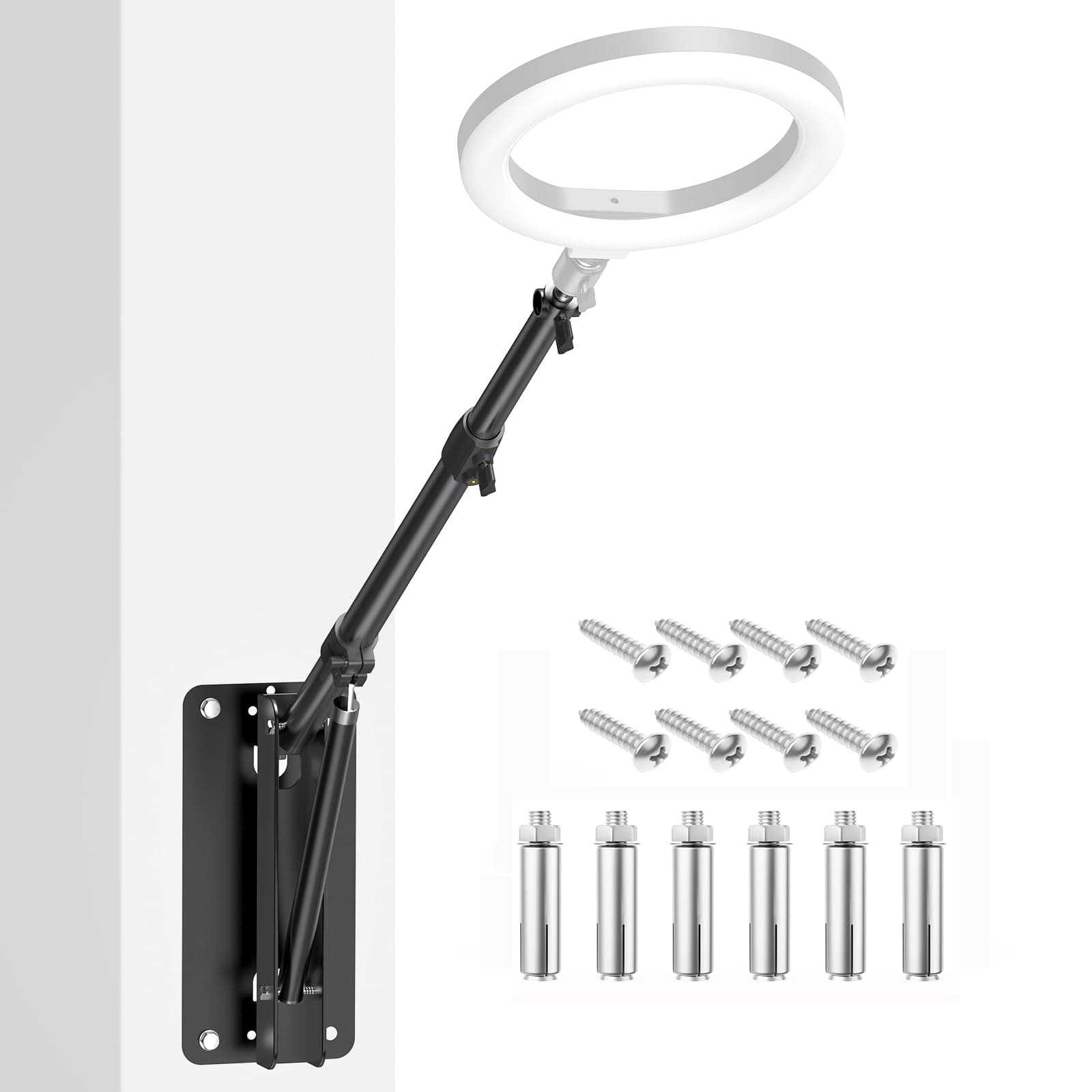 Wall Mount Boom Arm, 51inch/130cm Adjustable Triangle Wall Mounted Support 180º Rotation Save Space Stands for Photographic Apparatus Studio Light, Strobe Flash, Softbox, Umbrella