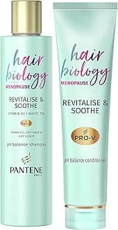 Pantene Menopause Shampoo & Conditioner, Hair Thickening, for Dry Hair and Scalp, Anti Hair Loss Care, Densifies Thinning Hair, Vitamin B3 & White Tea, Shampoo 250 ml, Conditioner 160 ml