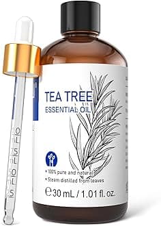 HIQILI Tea Tree Oil for Skin, Hair, Toenail, Add to Shampoo, Body Wash, Soap, Foot Soak - 1.01 Fl Oz