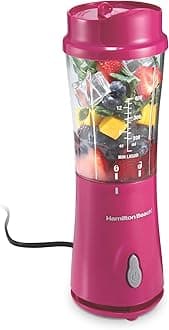 Portable Blender for Shakes and Smoothies, 14 Oz BPA Free Travel Cup & Lid, Durable Stainless Steel Blades, Personal Smoothie Blender, Raspberry, 51131G