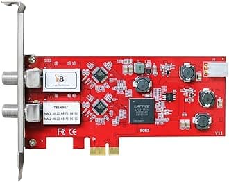 TBS, TBS-6902 "DVB-S2" dual tuner, "PCIe" satellite HDTV reception card, red