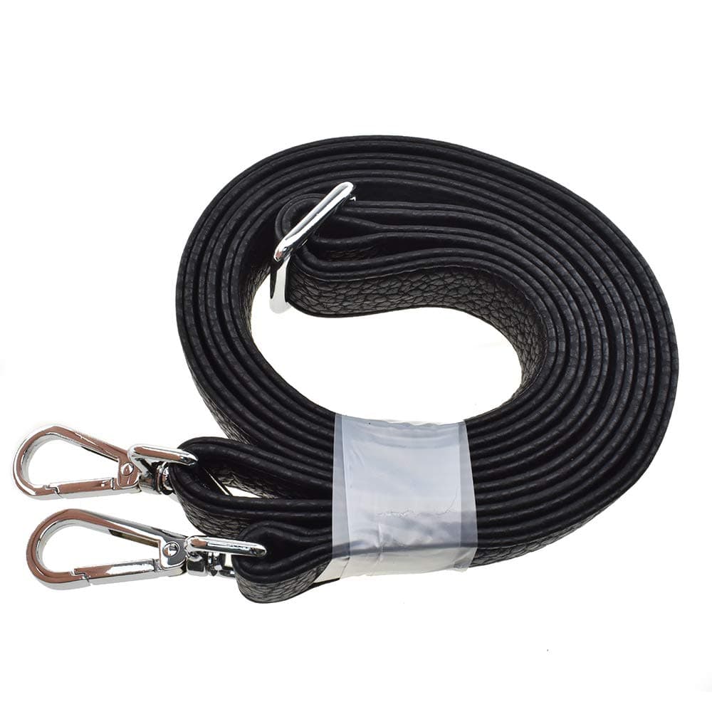 HAHIYO Adjustable Pebbled Black Leather Purse Chain Strap Length 31.5-55.1 Inch Silver Hardware for Shoulder Cross Body Sling Purse Replacement Comfortable 1 Inch Wide 4.7mm Extra Thick 1 Pack