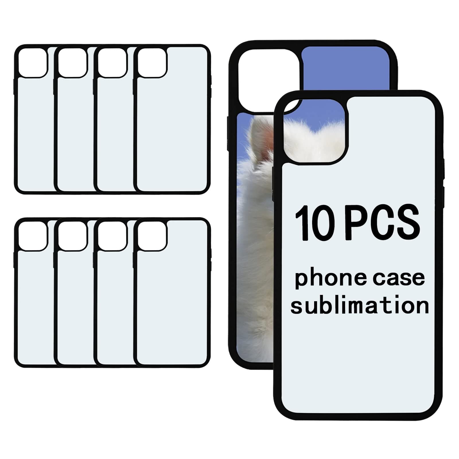 OKBA 10 PCS Sublimation Blank Phone Case for iPhone 15 Pro Max 6.7 Inch ，Matte Black Soft Shockproof DIY Customize Heat Press Rubber Protective Case
