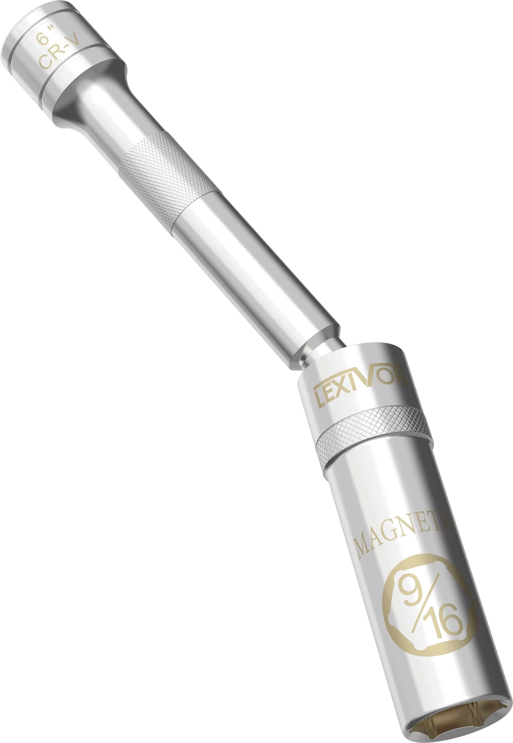 LEXIVON 9/16-Inch Spark Plug Swivel Socket, 3/8" Drive x 6" Total Length | Enhanced Magnetic Design with Thin Wall Socket, Cr-v Steel (LX-SSPS9166)