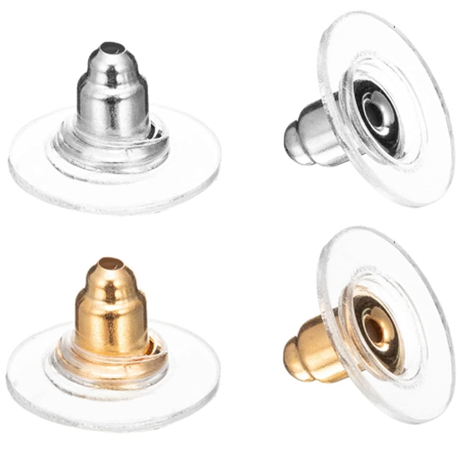 DSOMHZ Earring Backs-Earring Backs for Droopy Ears/Studs/Heavy Earring -100pcs Earring Lifters Bullet Clutch (Silver and Gold)