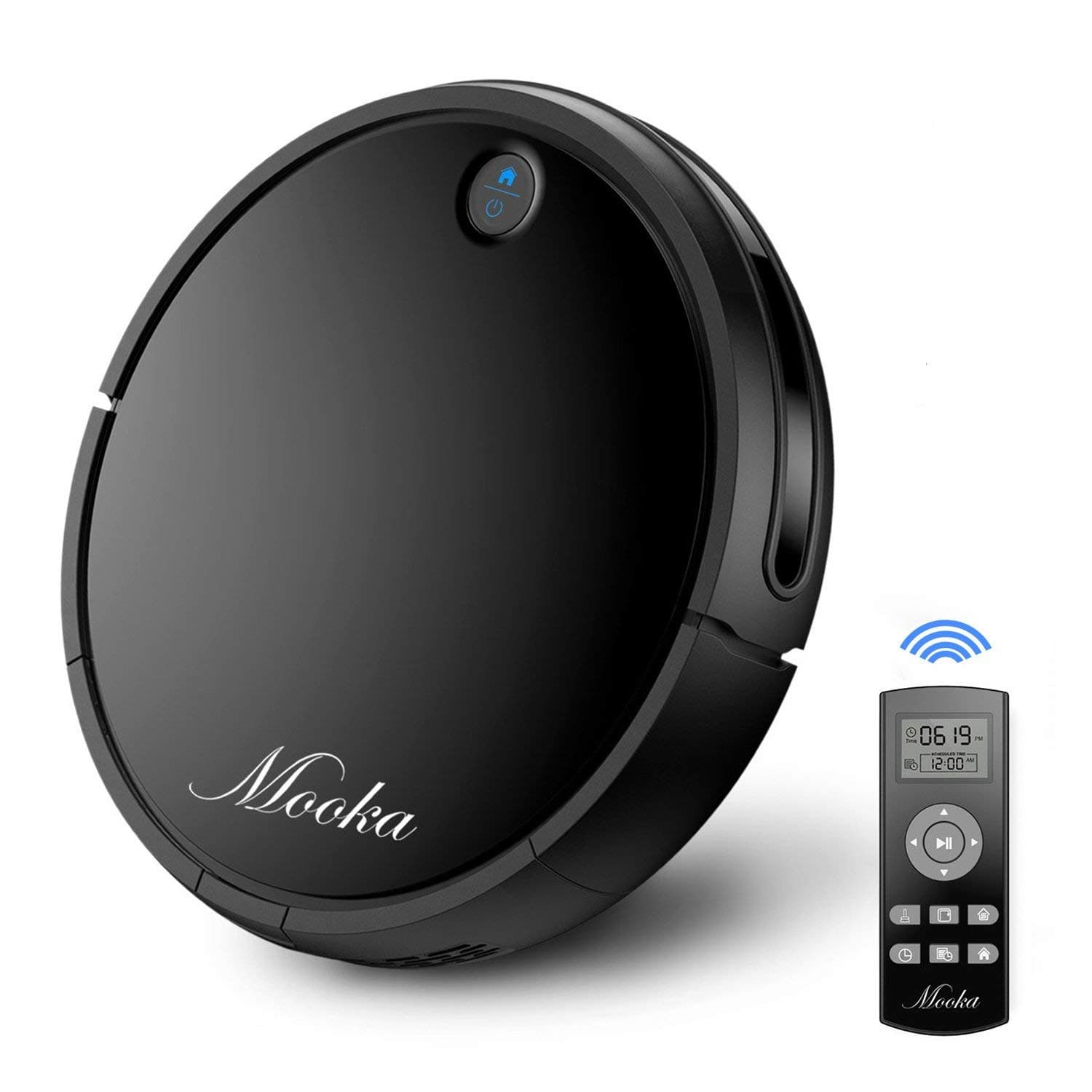 Robot Vacuum Cleaner, MOOKA Self-Charging Robotic Vacuum with Max Suction Power, 2600mAH Battery, HEPA Filter, Suit for Hard Surface Floors & Thin Carpets, Cleans The Floors of Dirt, Debris, Pet Hair