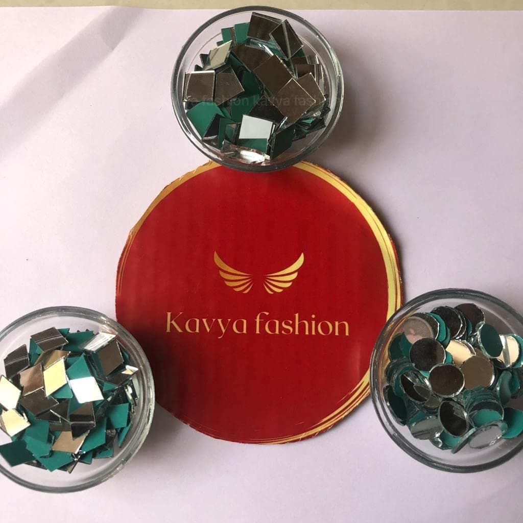 Mirror kit for Jewellery Making,Other Craft Work Like Project & lippan Art, mud Work Decoration (Total 300 Pieces, 100 Piece of Each Shape) Free Fabric Glue Cone (Combo of 3)