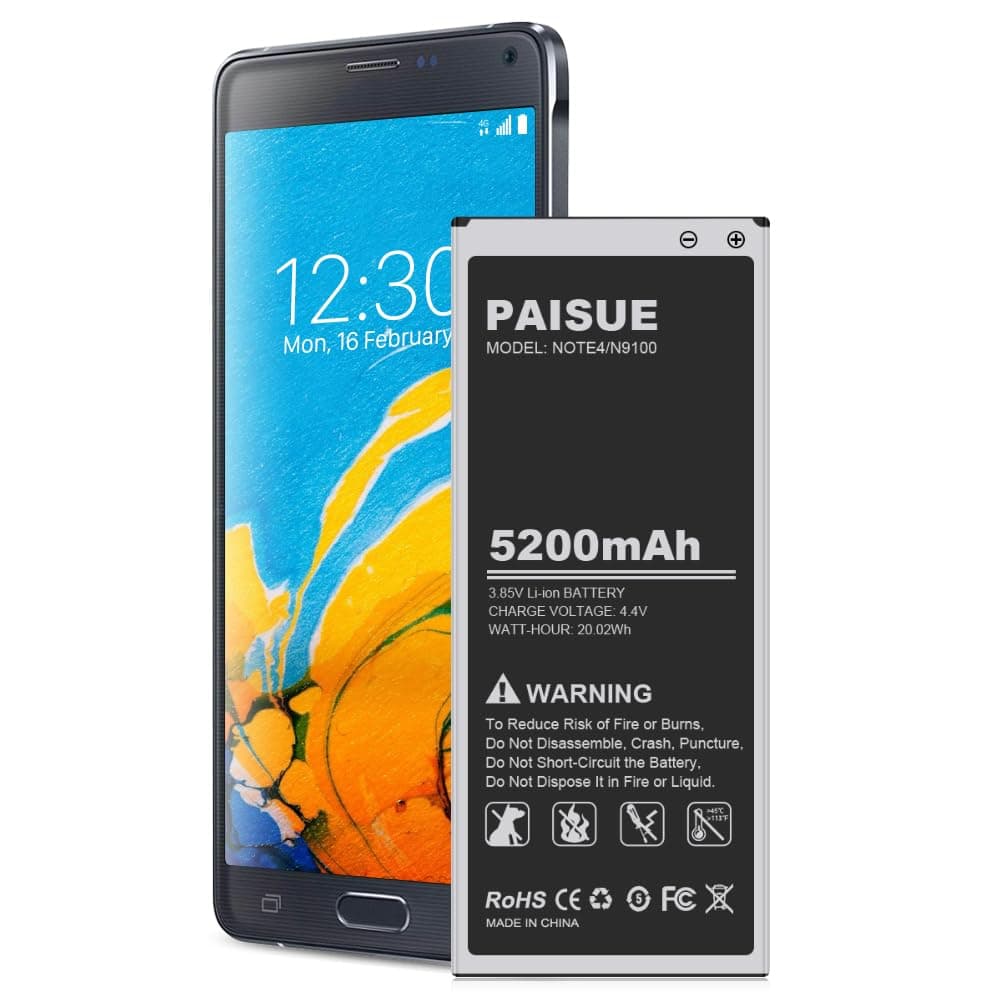 [5200mAh] Galaxy Note 4 Battery, Upgraded High Capacity Replacement Battery for Samsung Galaxy Note 4 N910 N910U N910V N910T N910A N910P Note 4 Battery
