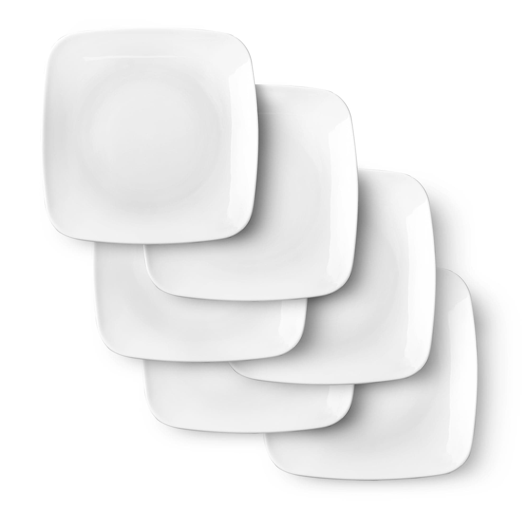 DELLING Appetizer Plates - 6.5 in Ceramic Small Plates for Dessert -Square Serving Plates - White Kitchen Dinnerware Dishes Set for Snacks, Appetizer, Side Dishes- Serving Platter Set of 6
