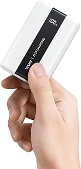 VRURCPortable Charger, 20000mAh Mini Power Bank USB C in & Output, 22.5W Fast Charging LED Display External Battery Pack with 4 Output & 3 Inputs Compatible with iPhone,Samsung, Android etc-White